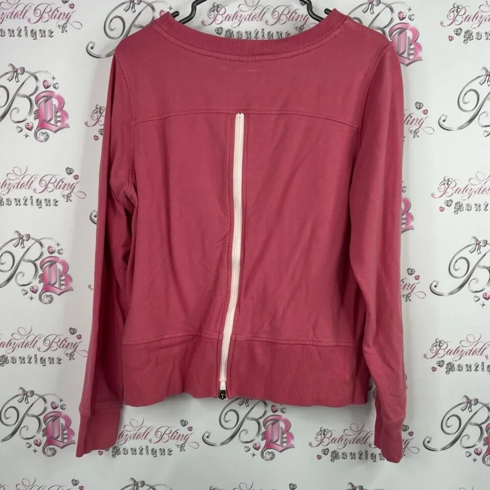Puma pull over sweater long sleeves Women's red Pink Top comfy lounge zip back